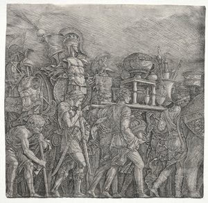Triumfy Cezara: nosiciele gorsetu autorstwa school of Andrea Mantegna