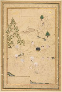 Piknik w Górach; Ilustracja na jednej stronie autorstwa style of Muhammadi