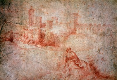 Pasterz i widok Castelfranco (sangwinik) autorstwa Giorgione