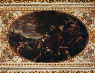 Obrona Scutari, sufit galerii, Chiswick House, Londyn (olej na płótnie) autorstwa (1528-88) (after) Veronese
