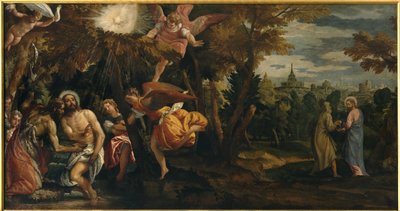 Chrzest i kuszenie Chrystusa, ok. 1582 (olej na płótnie) autorstwa Veronese