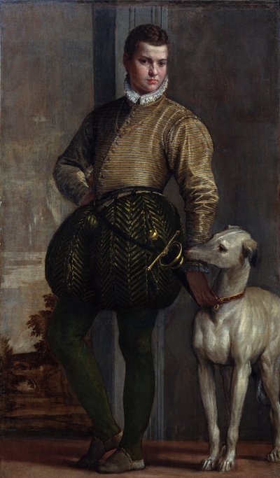 Chłopiec z chartem, ok. 1570 (olej na płótnie) autorstwa Veronese