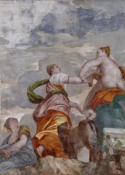 Fortuna, ambicja i zazdrość, pokój małego psa, fragment z 2632662 autorstwa Veronese