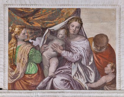 Madonna z Dzieciątkiem Jezus i św. Katarzyna ofiarująca Jezusowi gołębicę, Ściana południowa Pokoju Psa, fragment 2632659 autorstwa Veronese