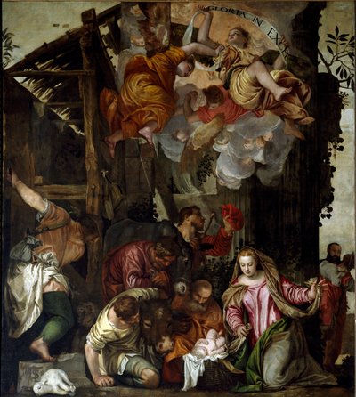 Adoracja pasterzy. Obraz Paolo Caliariego zwany Paolo Veronese (1528-1588), ok. 1565. Wymiary: 350x290cm. Olej na płótnie. Wenecja, Bazylika Św. Giovanni e Paolo (San Zanipolo), kaplica Różańcowa. Wenecja (Bazylika Świętych Giovanniego i Paola ( autorstwa Veronese
