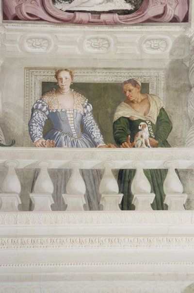 Członkowie Domu Barbaro, z Sala di Olimpo, ok. 1561 (fresk) (szczegół) autorstwa Veronese