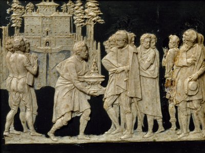 Prezentacja Francesco I modelowej fontanny w Pratolino, autorstwa Jean de Boulogne aka Giambologna (1529-1608), woskowana płytka autorstwa Giambologna