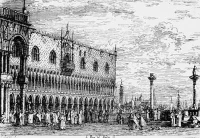 Pałac Dożów i Piera del Bando, Wenecja, grawerowanie przez kanał Giovanniego Antonio, znany jako Canaletto (1697-1768), Włochy autorstwa Canaletto