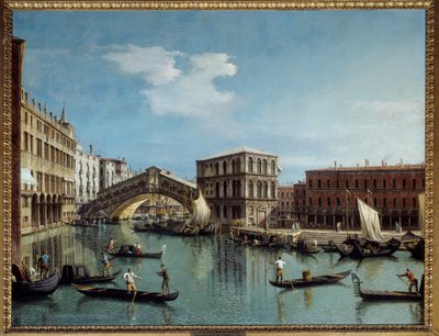 Le pont du Rialto a Wenecja Obraz Antonio Canal Dit Il Canaletto (1697-1768) XVIII-wieczne słońce. 1,19x1,54 m - Most Rialto w Wenecji. Obraz Antonio Canal zwany Canaletto (1697-1768) autorstwa Canaletto