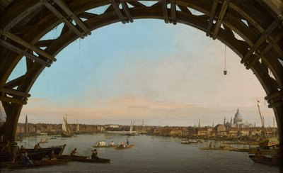 Londyn, widok na miasto spod mostu Westminster autorstwa Canaletto