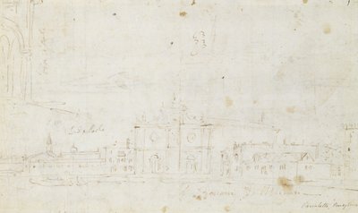 Murano: San Giovanni Dei Battuti, Z odległą Wenecją, ok. 1735-40 (rysunek) autorstwa Canaletto