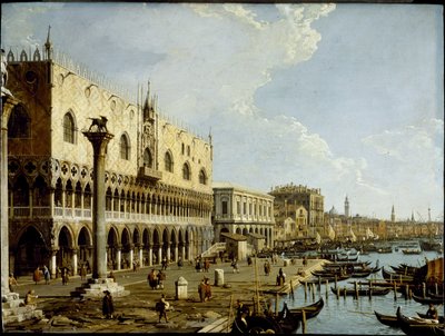 Wenecja: widok na Pałac Dożów i Riva degli Schiavoni z Piazzetta, ok. 1729 (olej na płycie miedzianej) autorstwa Canaletto