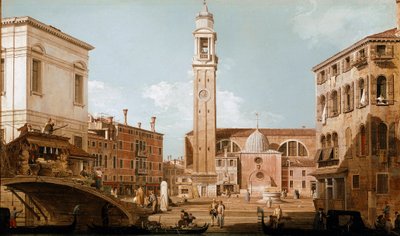 Widok na campo dei santi apostoli w Wenecji (olej na płótnie) autorstwa Canaletto