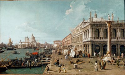 Widok na molo, Biblioteca Marciana i kolumnę św. Teodora, Wenecja autorstwa Canaletto