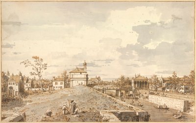 "" Vue de Porta Portello avec le canal Brenta, Padoue "" (Porta Portello z kanałem Brenta w Padwie) Dessin a la plume d