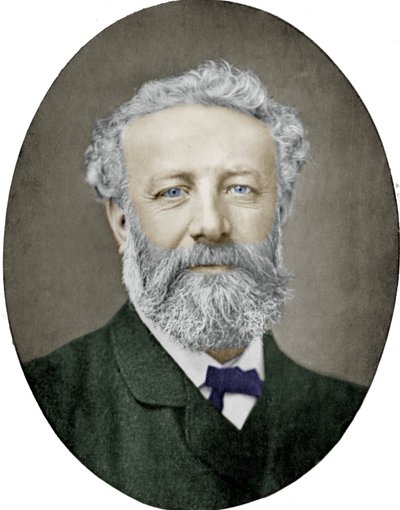 Juliusz Verne (1828-1905) Francuski pisarz, fotografia Nadara, obraz kolorowy autorstwa (1820 1910) Nadar