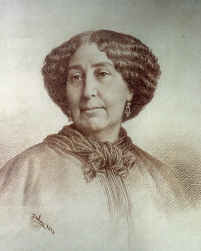 Portret kobiety z listów George Sand (1804-1876) Aurore Dupin, baronowa Dudevant Rysunek Rene Jouhan (1835-?) z fotografii Nadara autorstwa Nadar