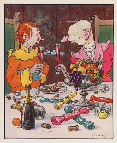 Ilustracja do Podróży Guliwera Jonathana Swifta (kolorowa litografia) autorstwa (after) American School