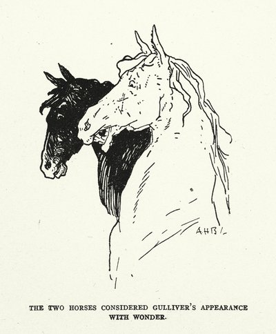 Ilustracja do Podróży Guliwera Jonathana Swifta (litografia) autorstwa (after) American School
