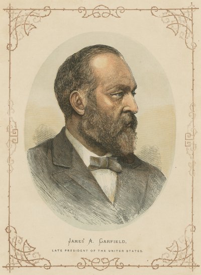 James A Garfield, 20 prezydent Stanów Zjednoczonych (kolorowy grawerunek) autorstwa (after) American School