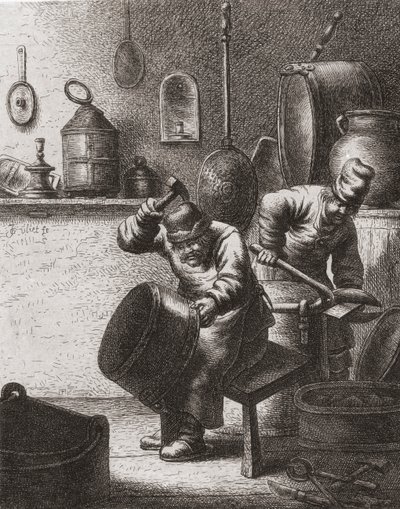 Miedziarze przy pracy w XVII wieku (druk) autorstwa (after) Dutch School