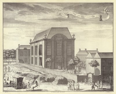 Synagoga Portugalska w Amsterdamie (rycina) autorstwa (after) Dutch School