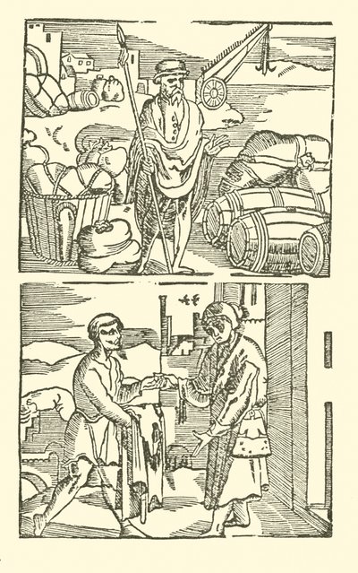 Ilustracja do Ballad Roxburghe (drzeworyt) autorstwa (after) English School