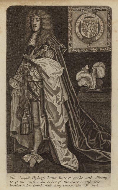 Jakub II i VII, król Anglii, Szkocji i Irlandii, kiedy książę Yorku (grawerowanie) autorstwa (after) English School