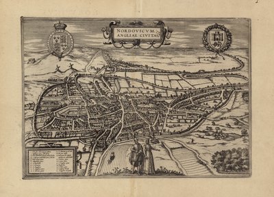 Mapa Norwich, Norfolk (grawerowanie) autorstwa (after) English School
