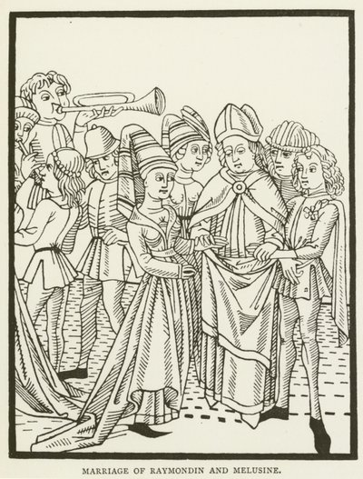 Ślub Raymondina i Melusine (rycina) autorstwa (after) English School