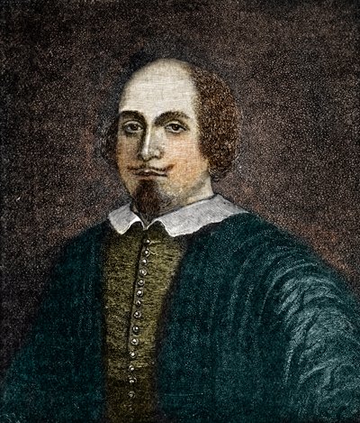 Portret angielskiego dramatopisarza Williama Szekspira (1564-1616) Rycina według anonimowego obrazu z XVIII wieku autorstwa (after) English School
