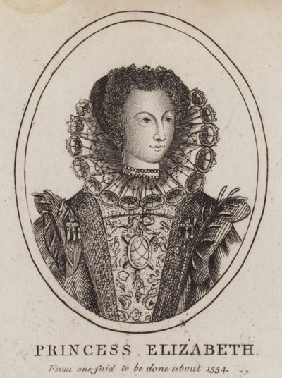 Księżniczka Elżbieta, córka króla Henryka VIII i Anny Boleyn (grafika) autorstwa (after) English School