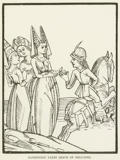 Raymondin żegna się z Melusine (grafika) autorstwa (after) English School