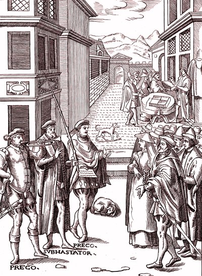 Miejski krzykacz dmucha w trąbę autorstwa (after) Flemish School