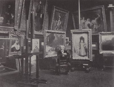 Francuski malarz Carolus-Duran w swoim studio (zdjęcie czarno-białe) autorstwa (after) French Photographer