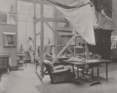 Francuski malarz Paul-Albert Besnard w swoim studio (zdjęcie czarno-białe) autorstwa (after) French Photographer