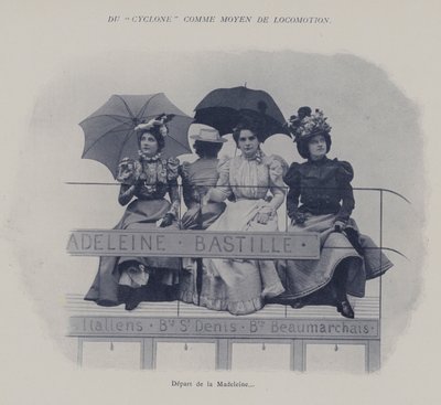 "Cyklonu" jako środka transportu - wyjazd z Madeleine (zdjęcie czarno-białe) autorstwa (after) French Photographer