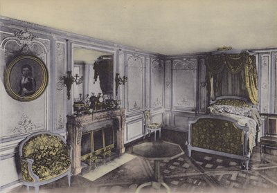 Petit Trianon, Chambre de Marie-Antoinette, Mały Trianon, Sypialnia Marii Antoniny (zdjęcie kolorowane) autorstwa (after) French Photographer