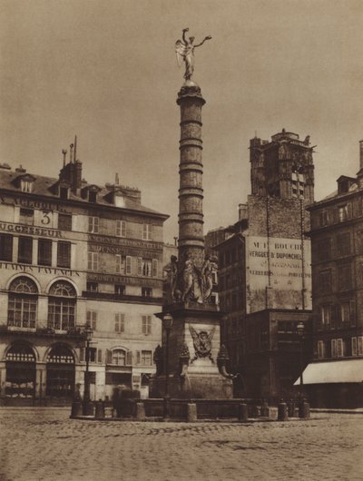 Place du Chatelet, fontanna jest na swoim pierwotnym miejscu (zdjęcie czarno-białe) autorstwa (after) French Photographer