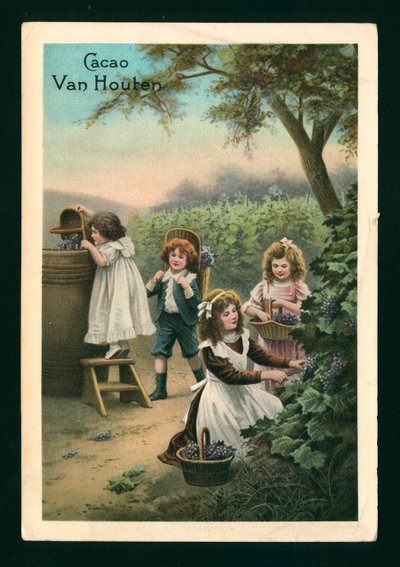 Dzieci zbierające winogrona (chromolit) autorstwa (after) French School