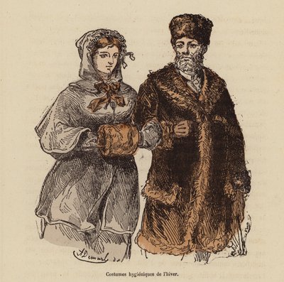 Higieniczny strój zimowy (kolorowy grawer) autorstwa (after) French School