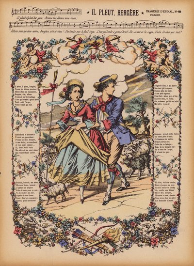Il Pleut, Bergere (kolorowa rycina) autorstwa (after) French School