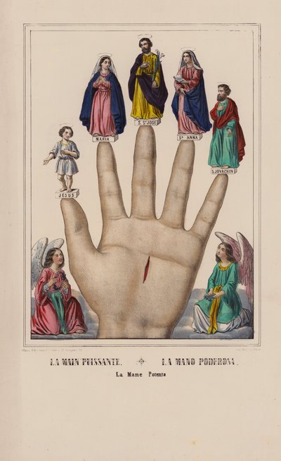 La Main Puissante, La Mano Poderosa, La Mane Potenta (kolorowa litografia) autorstwa (after) French School