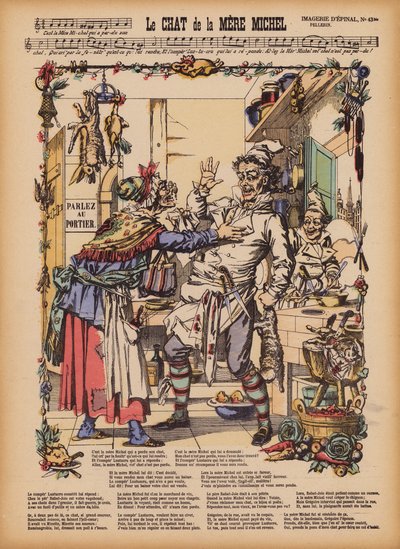 Le Chat de la Mere Michel (kolorowy grawerunek) autorstwa (after) French School