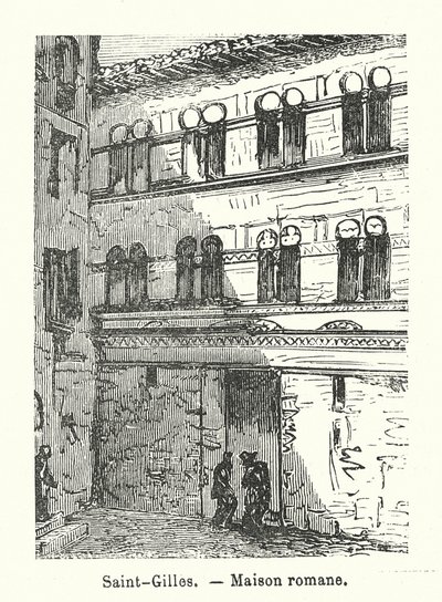Saint-Gilles, romański dom (rycina) autorstwa (after) French School