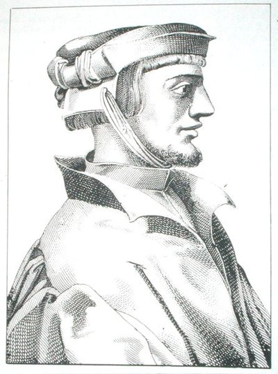 Agrippa von Nettesheim (1486-1535) kopia ilustracji z „Das Kloster” vol II autorstwa J Scheible, Stuttgart 1845, wykorzystana w „Historii magii”, wydanej pod koniec XIX wieku (rycina) autorstwa (after) German School