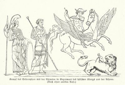 Bellerophon walczący z Chimerą (rycina) autorstwa (after) German School