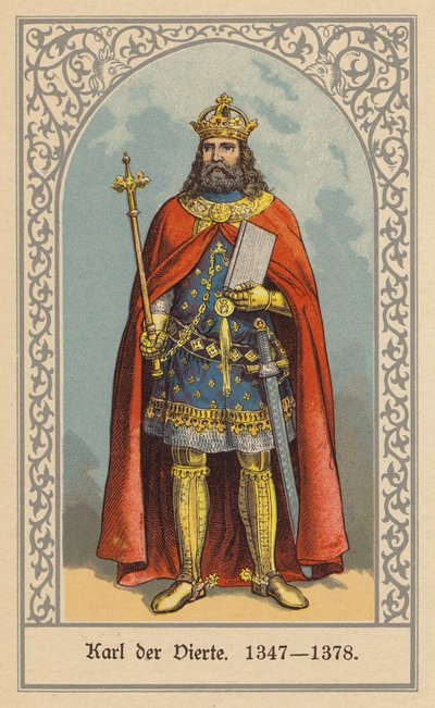 Karol IV, król Czech i Niemiec oraz Święty Cesarz Rzymski (kolorowa litografia) autorstwa (after) German School
