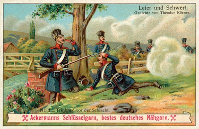 Picie piosenki przed bitwą (chromolitho) autorstwa (after) German School
