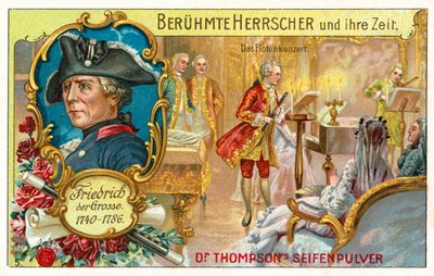 Fryderyk Wielki Pruski i koncert fletowy (chromolitho) autorstwa (after) German School